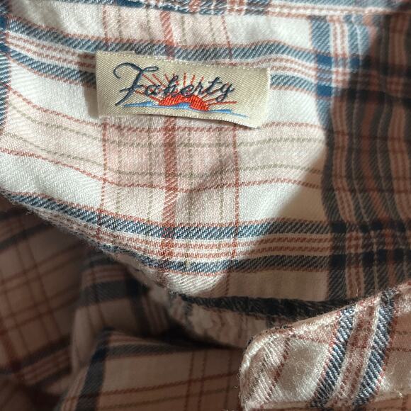 Faherty Top Womens Cream Gray Plaid Button Front Long Sleeves V-Neck Casual‎ - Picture 6 of 9